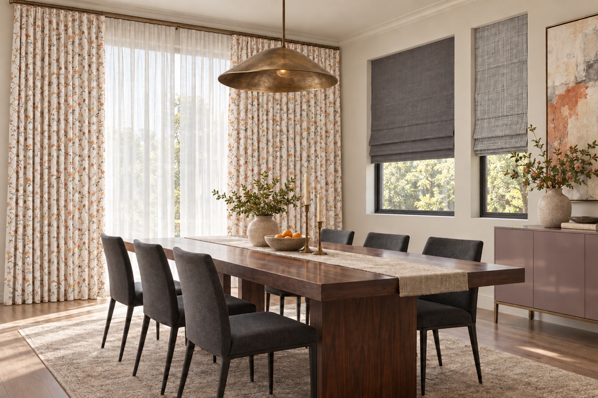 Apricot & Charcoal Dining Room